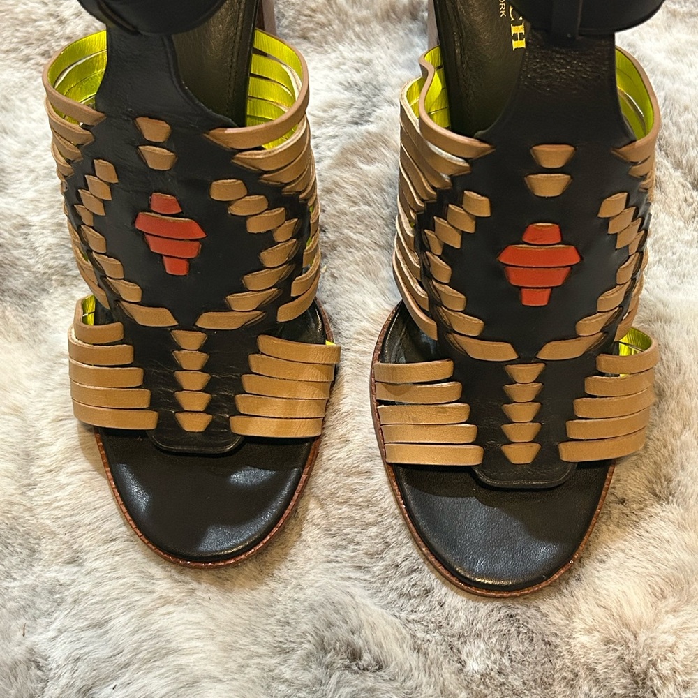 Coach | Lorrie Leather woven block heel sandals 8.5 - Picture 5 of 8